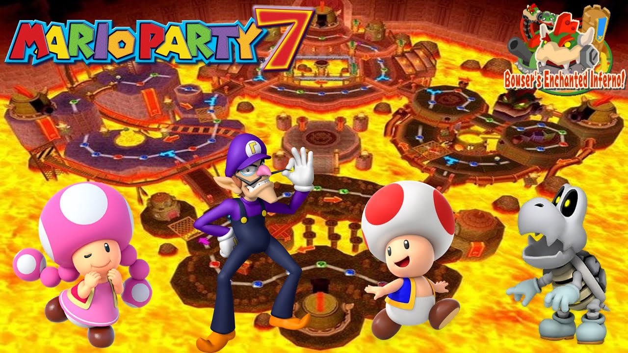 Mario Party 7 - Toadette vs Waluigi vs Toad vs Dry Bones - Bowser's Enchanted Inferno