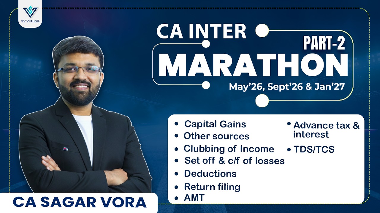 CA Inter | Part 2 | Marathon | May 26, Sept 26 & Jan 27 | CA Sagar Vora