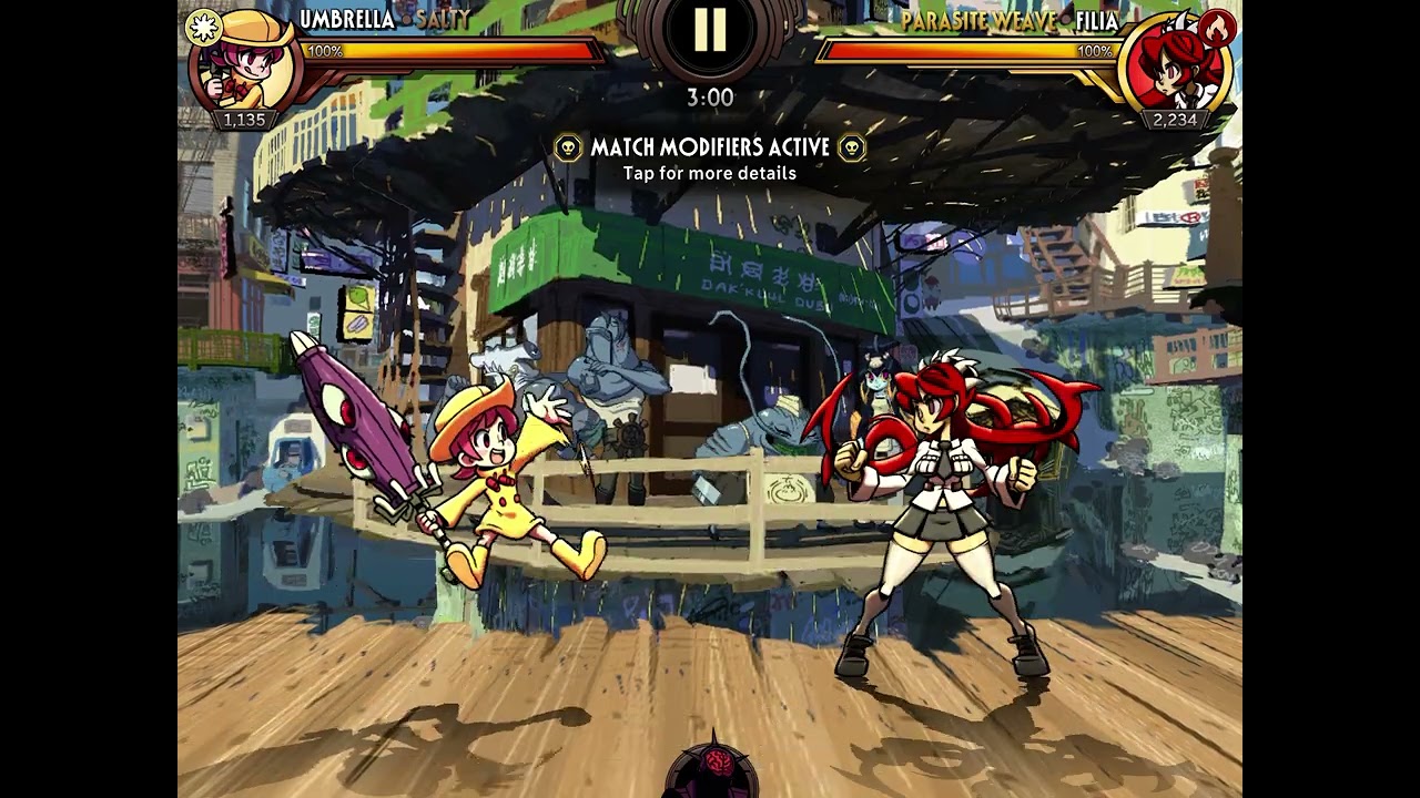 skullgirls but i have to do a 10+ combo with umbrella constantly