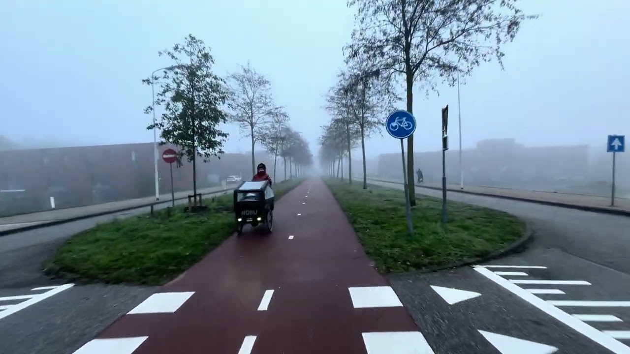 Cycling Towards Mist in the Netherlands (4K)