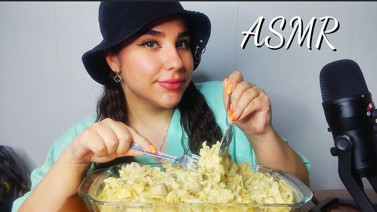 ASMR Mukbang Creamy Alfredo Pasta 🍝