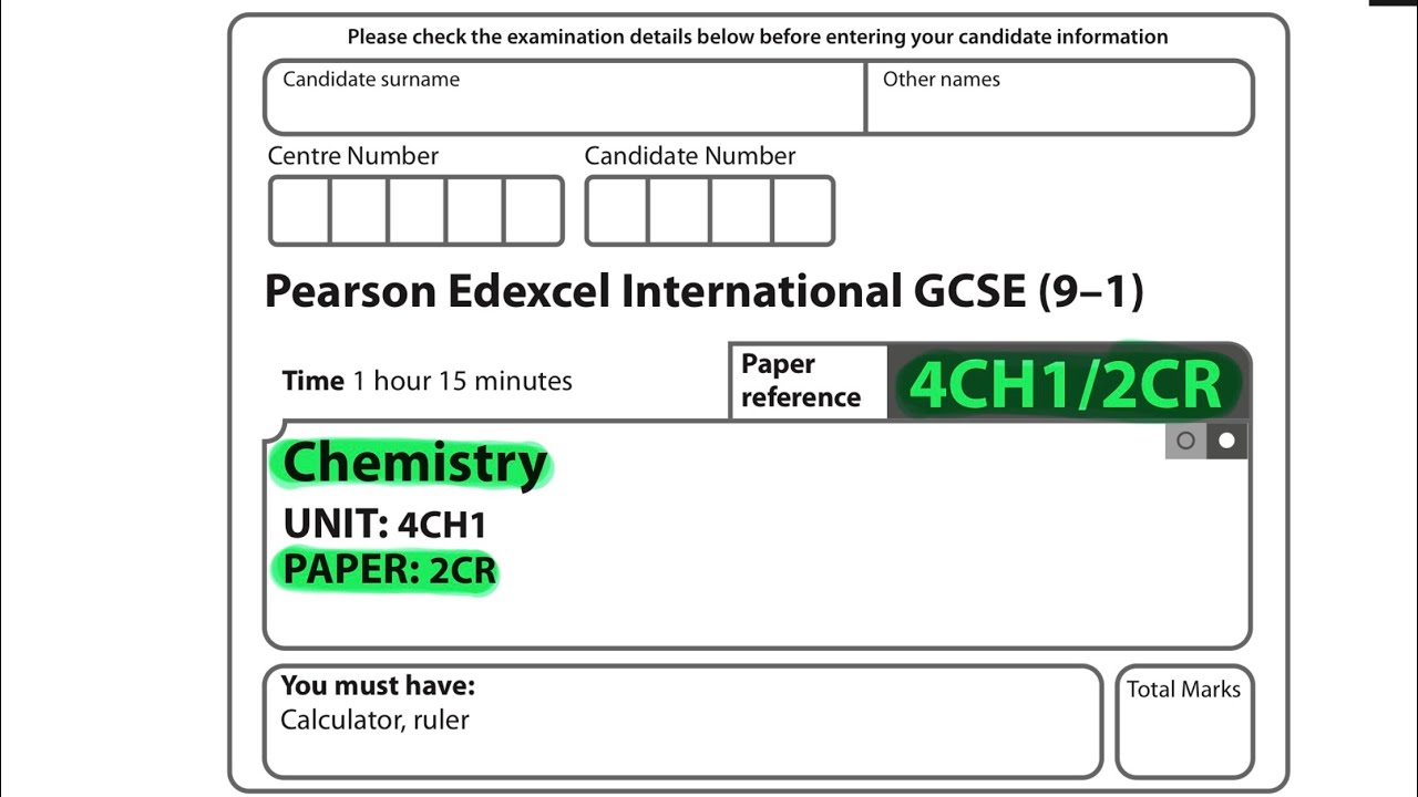IGCSE | Chemistry | paper 2CR | Edexcel | January 2023