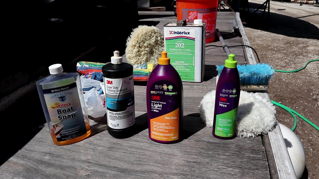 waxing the boat with 3M wax