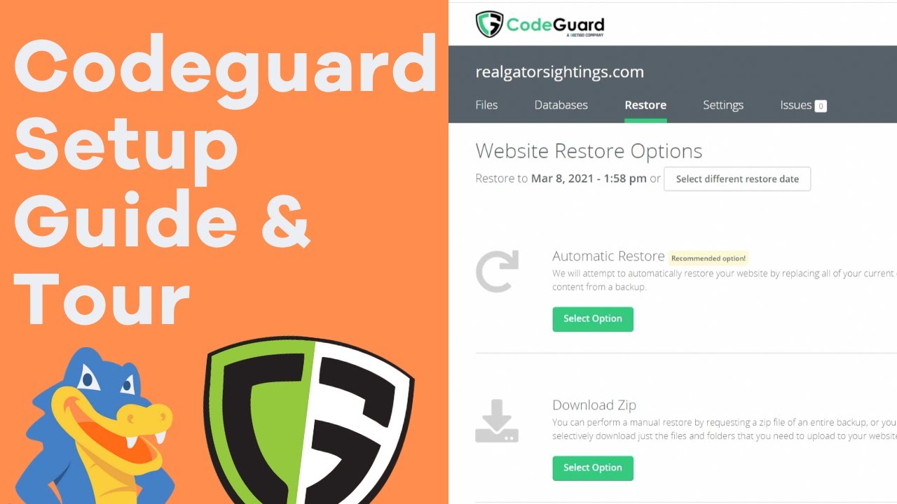 Codeguard Setup and Tour - HostGator Tutorial