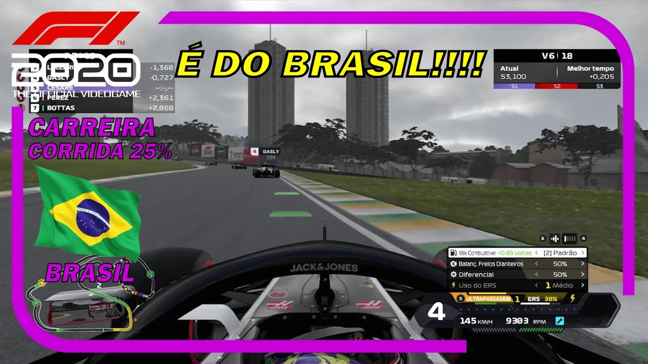 F1 2020 - MODO CARREIRA #21 - RESULTADO ESPETACULAR - GP DO BRASIL 25% - AI 102