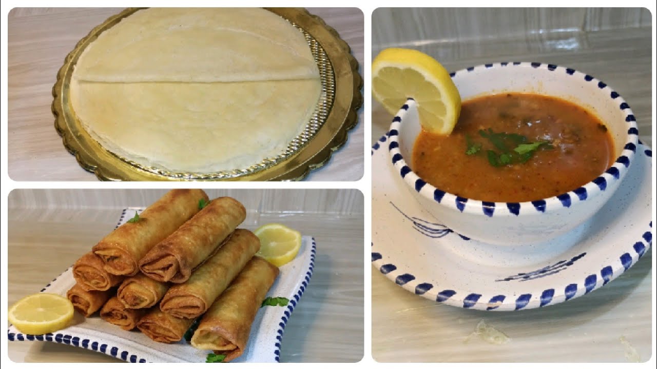 بريك صوابع بالتن و البطاطا مع طريقة تحضير الملسوقة و معاهم شربة شعير بالحوت نودكم و ما نشهيكم 😋❤️👌