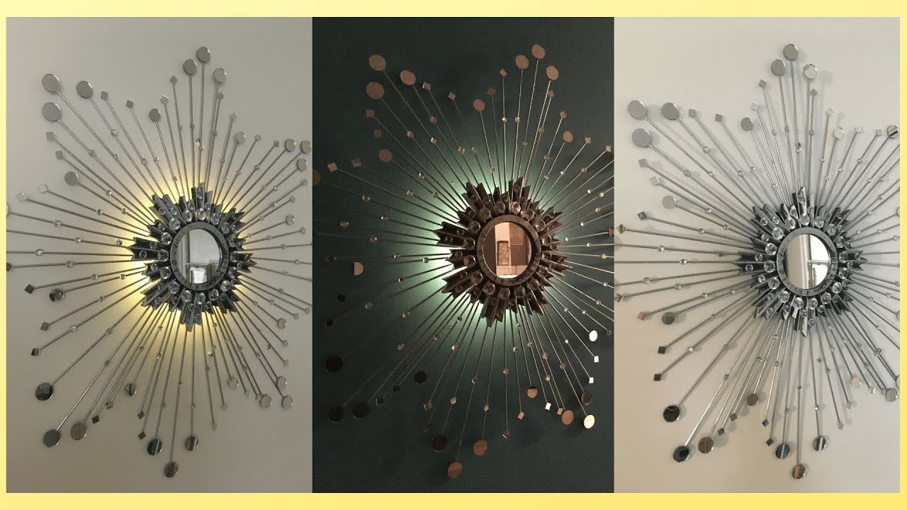 DOLLAR TREE DIY GLITZY GLAM SUNBURST MIRROR