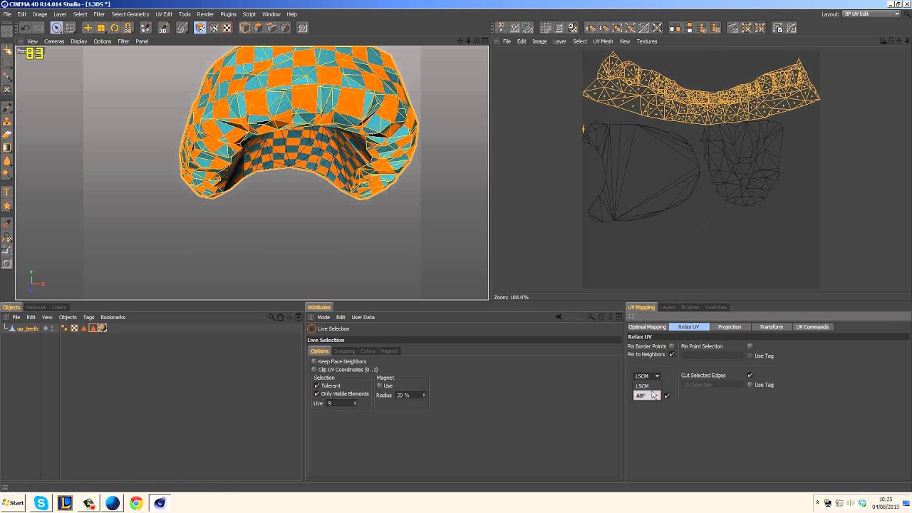 Cinema 4D UV unwrapping Teeth - Complex Objects
