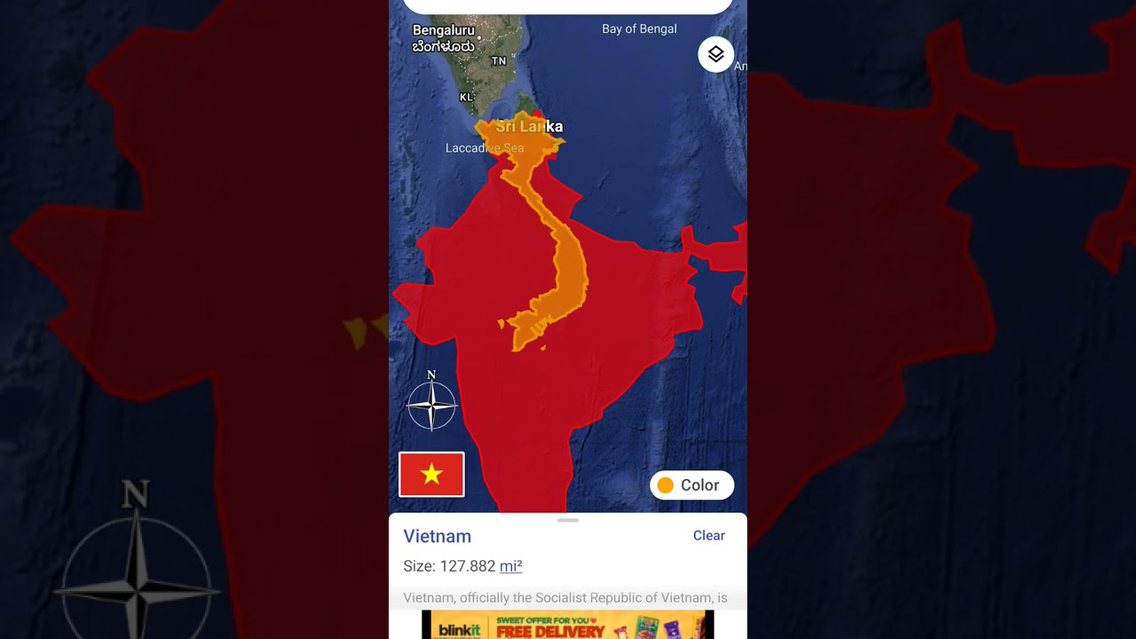 india vs vietnam which country is bigger #size #comparison #india