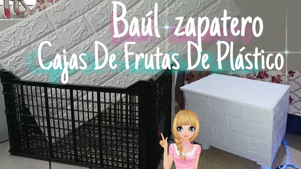 Diy 😲 COLOCA PAPEL tapiz a una simple CAJA de FRUTAS de PLÁSTICO y mira que hermosa ZAPATERA fácil