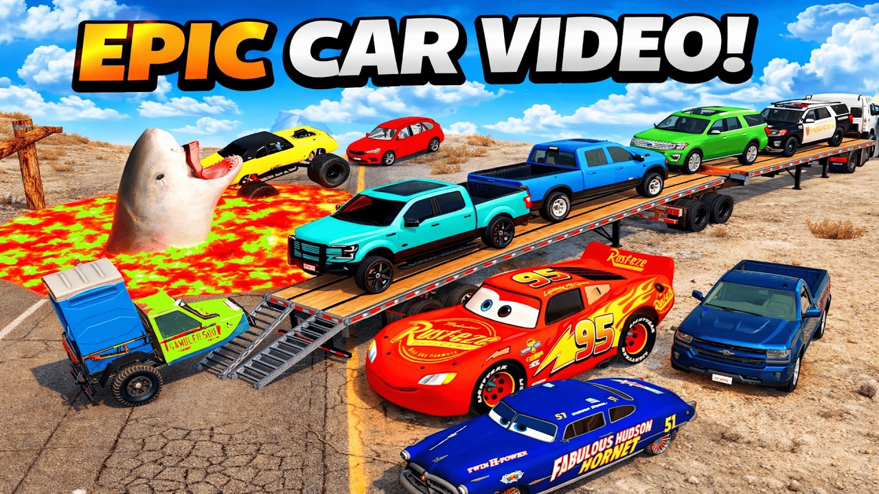 Flatbed Truck vs McQueen?! 😱 Extreme Transport Test #14 | BeamNG.drive
