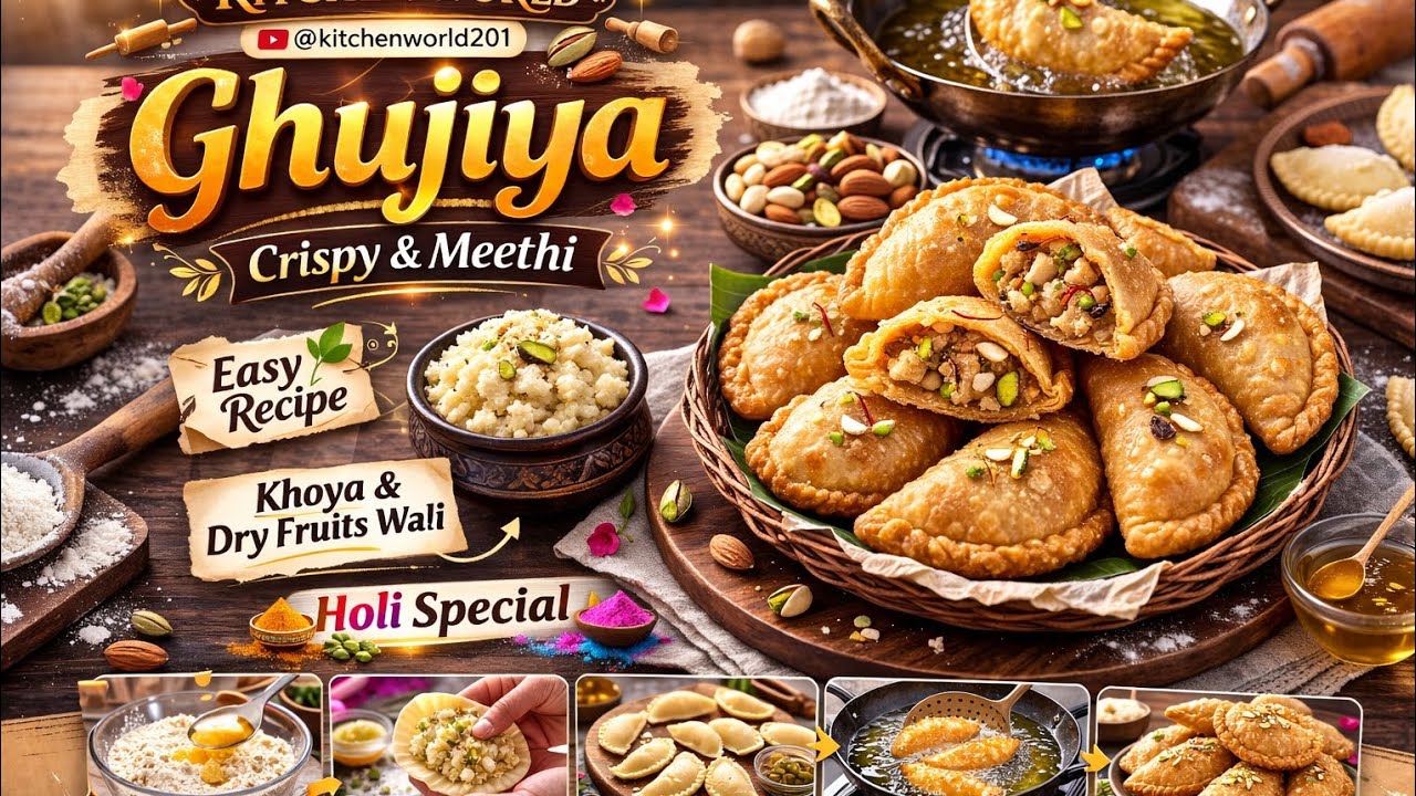 होली स्पेशल गुझिया रेसिपी | Crispy & Sweet Gujiya 😋#GujiyaRecipe#HoliSpecial#IndianSweets#EasyRecipe