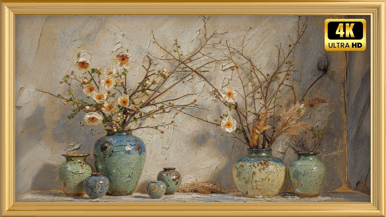 Natural Light Flowers Against White Wall | 4K Wall Art for Samsung Frame TV (8 Hours)