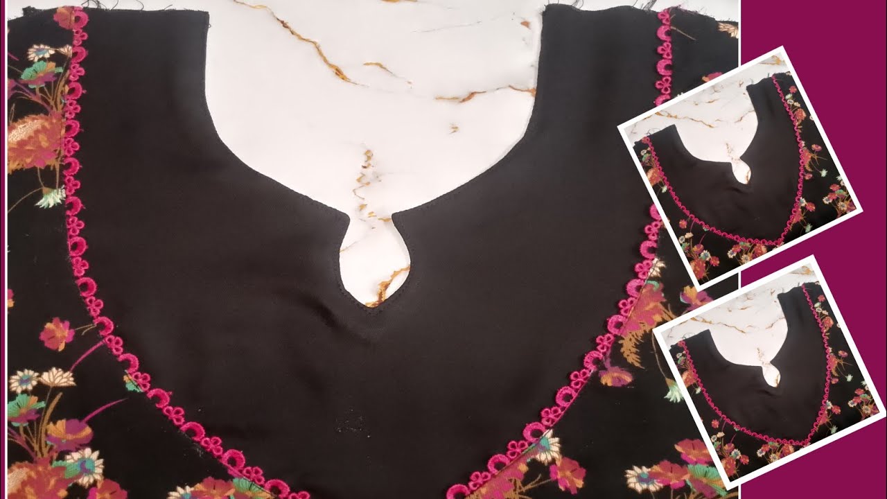 Lace neck cutting and stitching/new Instagram viral double neck design cutting and stitching 
