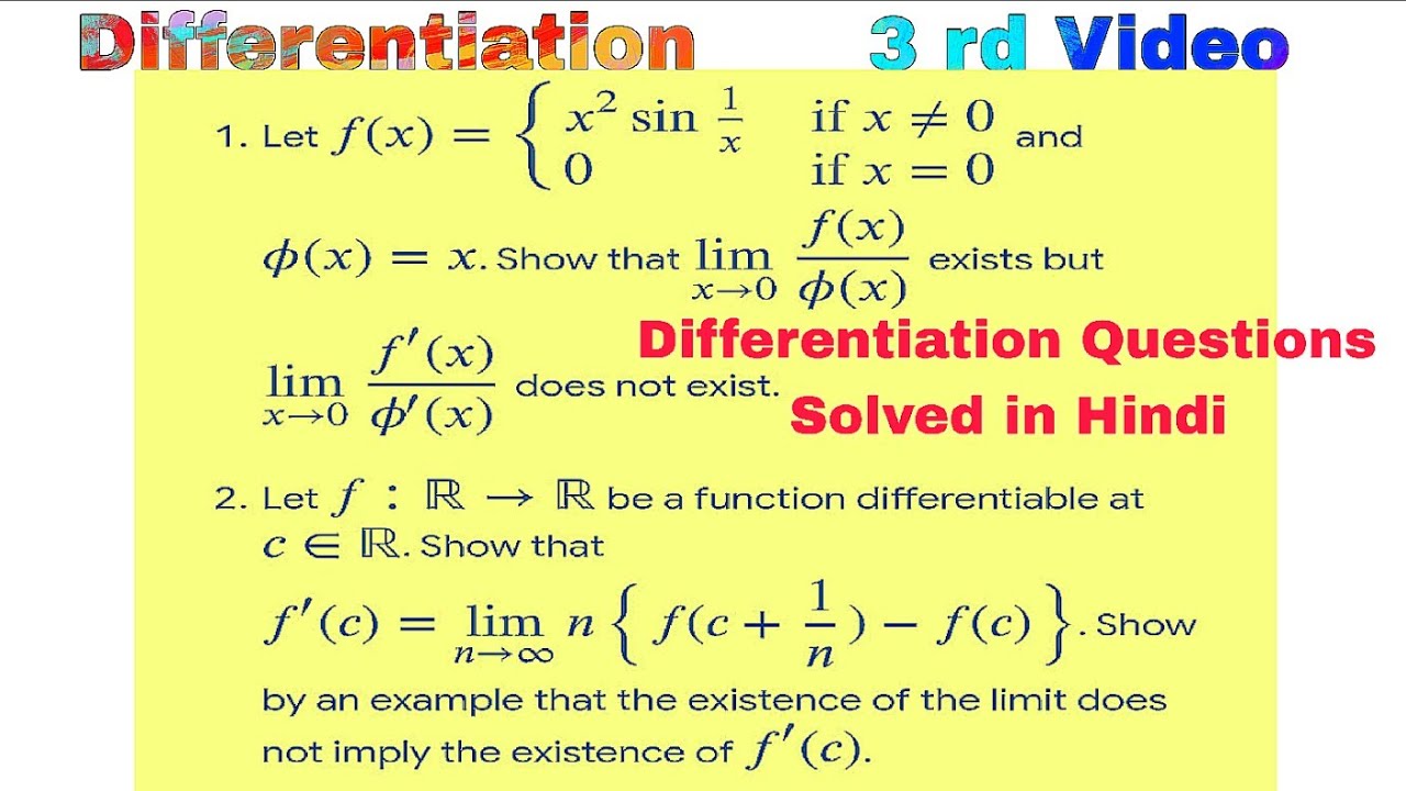 Differentiation Questions Solved in Hindi