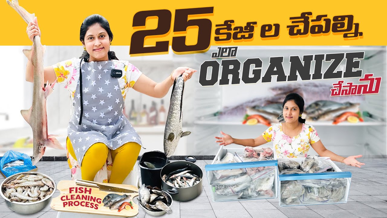 ఇంట్లో చేపల మార్కెట్ పెట్టేసా || Fish organising & storage tips