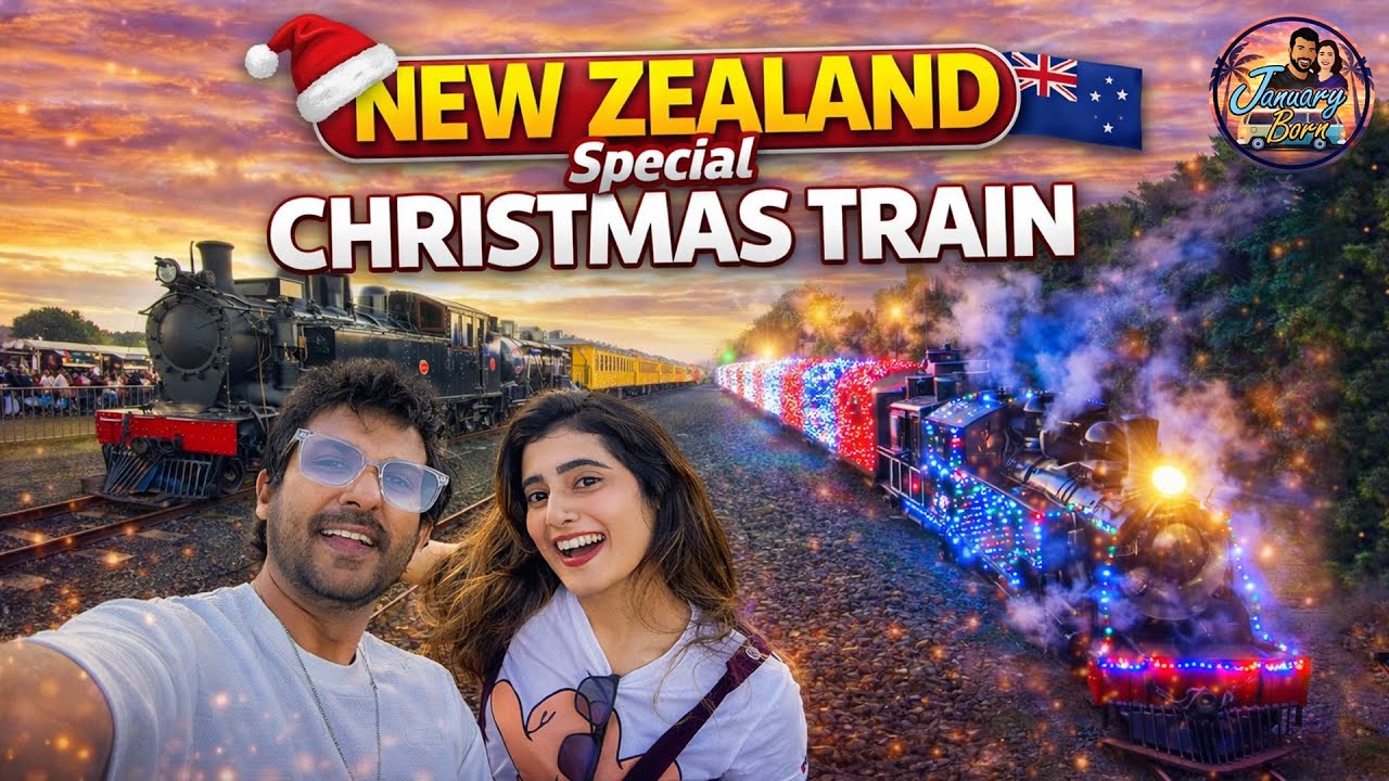 නවසීලන්තයේ Christmas දුම් කෝච්චිය 🚂 | Christmas Night Train in New Zealand 🎄| Santa 🎅 