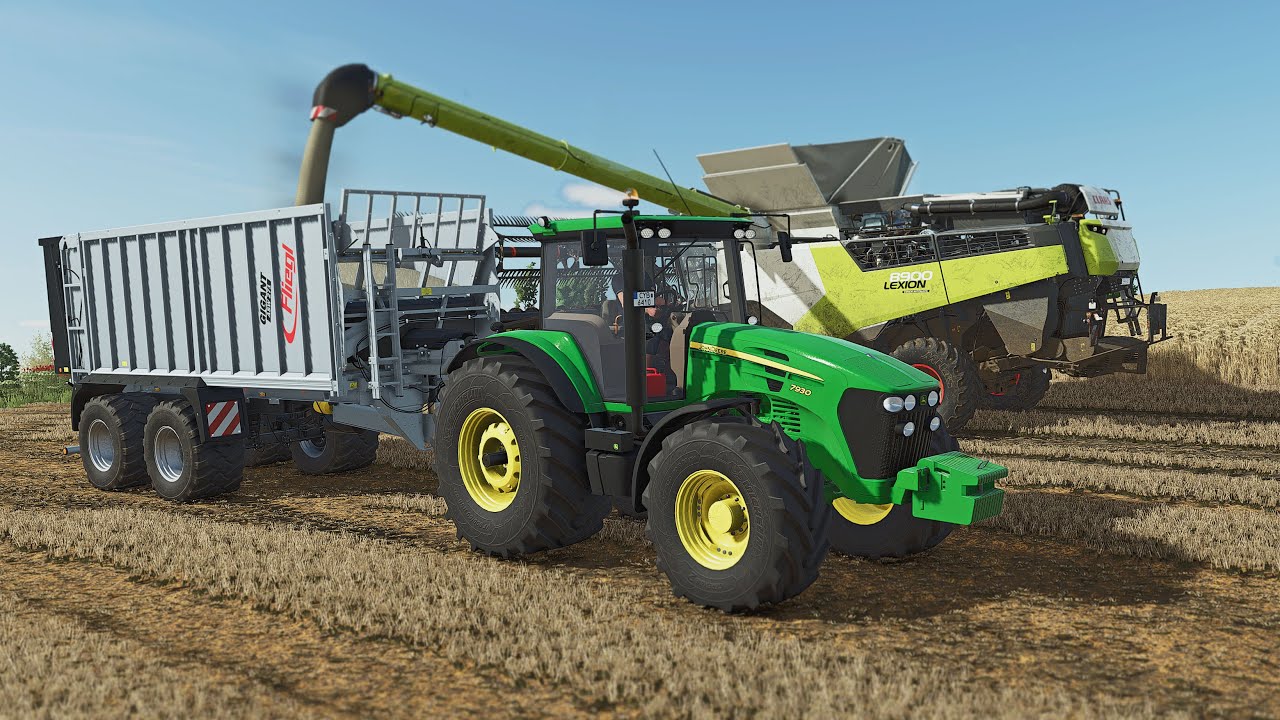 Harvesting Claas Lexion 8900, John Deere 7930, Cybuchowo FS25