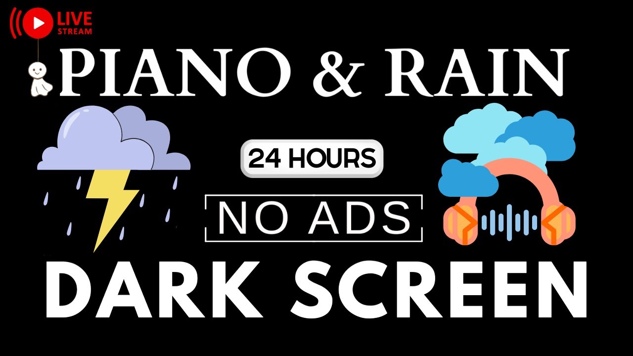 Relaxing Piano Music and Rain Sounds BLACK SCREEN for Sleep | Focus Piano Rain for Study and Reading