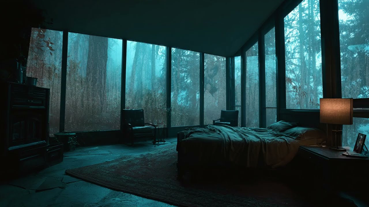 Soothing Forest Bedroom Rain on Window - Nature Sounds for Sleeping, Studying and Relaxing