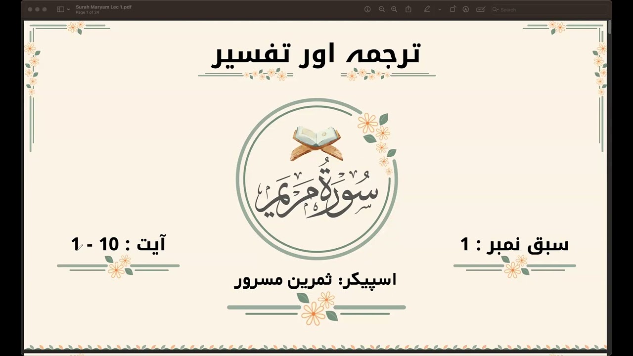 Surah Maryam 1-10
