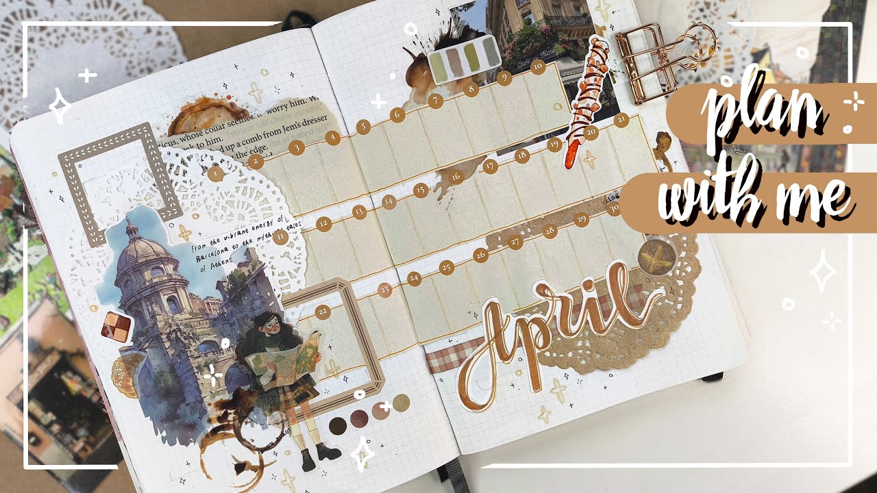 🌿🥐 АПРЕЛЬ на тему ПУТЕШЕСТВИЙ 🥨🌿 Нашла новые ПРОСТЫЕ ФОРМУЛЫ коллажей! 📙 Ежедневник