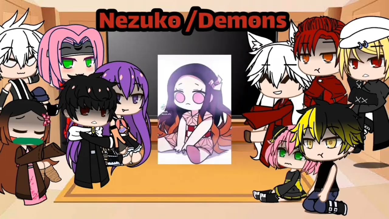 Anime characters' reactions to Demon Slayer Nezuko (Gacha Life) 🇩🇿🇺🇸Use a speed of 0,30