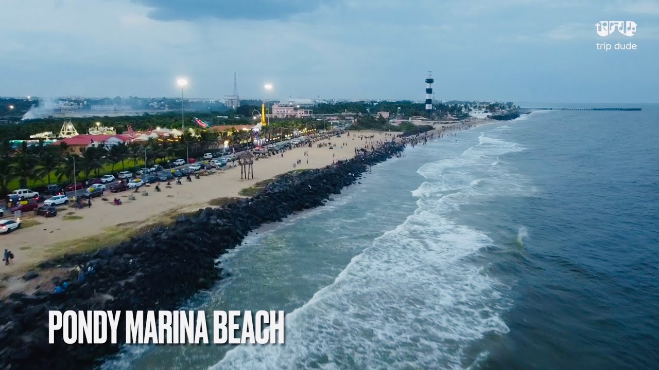 Pondicherry Marina Beach 🏖️ A Coastal Paradise #travel #india