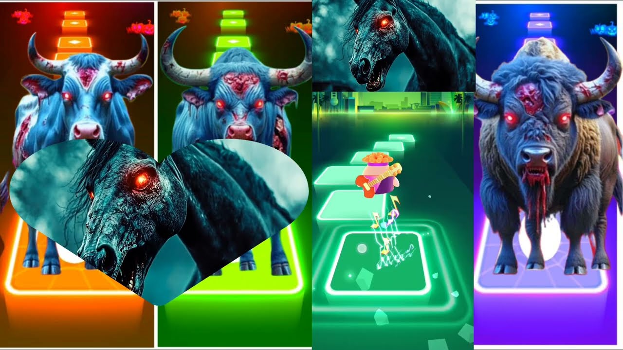 Zombie Cow🐄🆚Zombie Bull🐂🆚Zombie Horse🐎🆚Zombie Bison🦬| #tileshop #gaming #trending