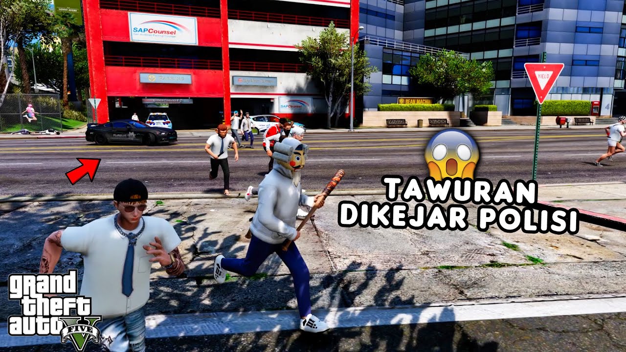 TAWURAN DIKEJAR POLISI - GTA 5 ROLEPLAY