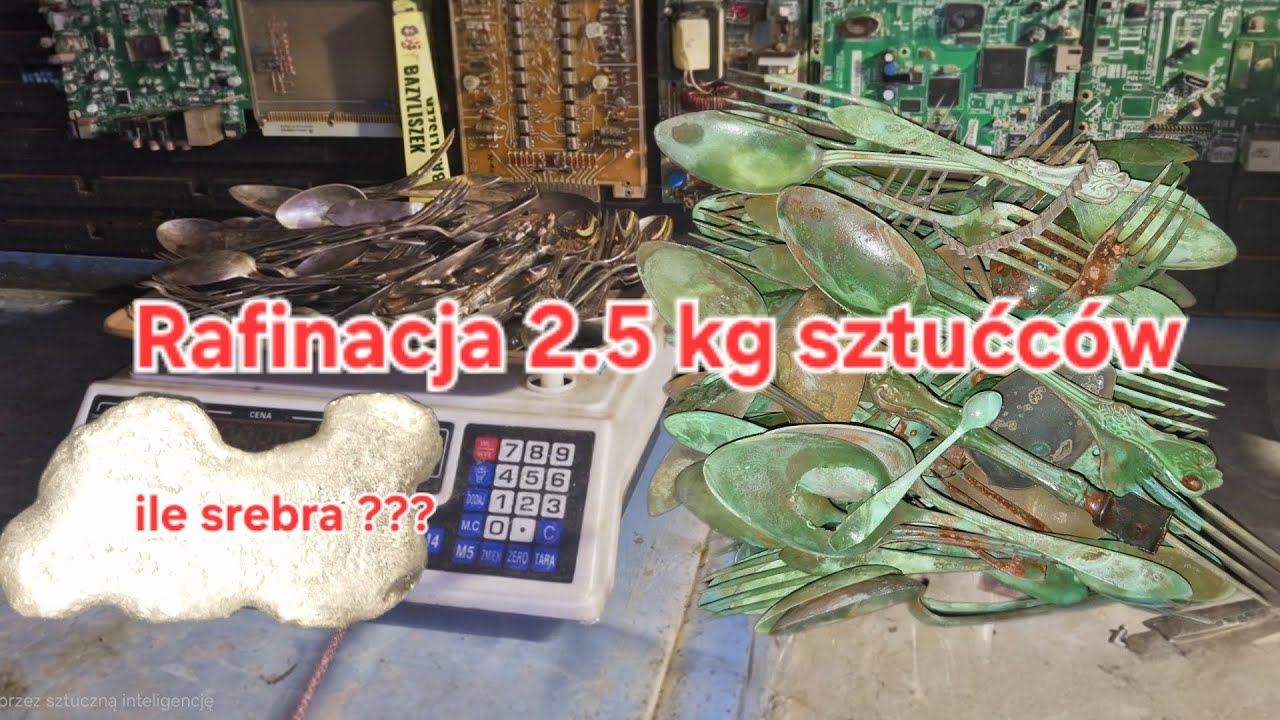 „Rafinacja 2.5 kg sztućców: finalny wynik odzysku srebra”