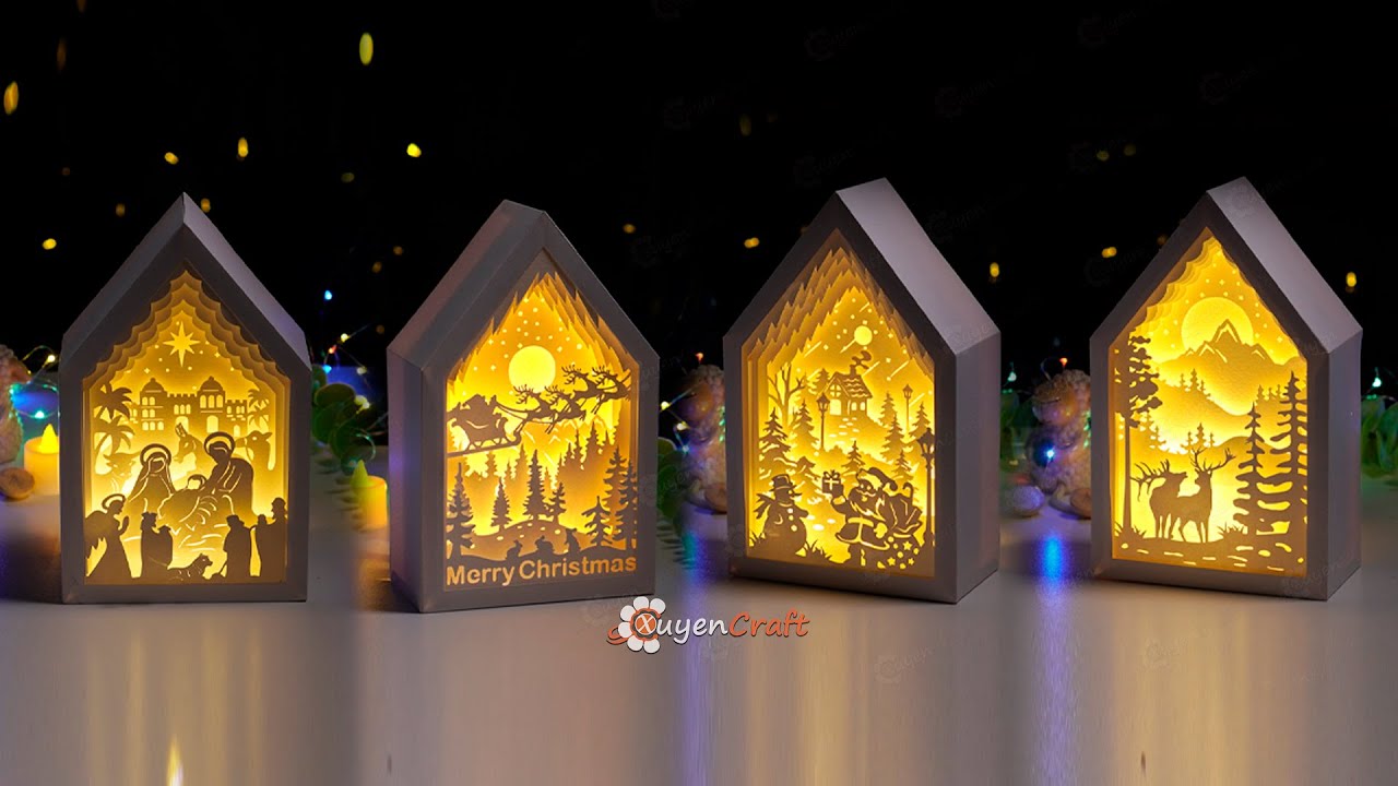 How to make a paper lantern for christmas decorations SVG for Cricut Projects DIY Christmas Lantern
