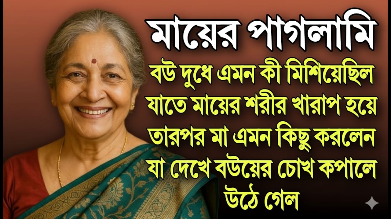 বউ দুধে এমন কী মিশিয়েছিল যাতে মায়ের শরীর খারাপ হয়ে তারপর মা এমন কিছু করলেন যা দেখে বউয়ের চোখ কপালে