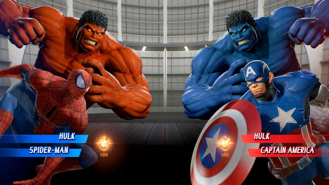 Blue Hulk & Captain America VS Red Hulk & Red Spiderman - Marvel vs Capcom Infinite