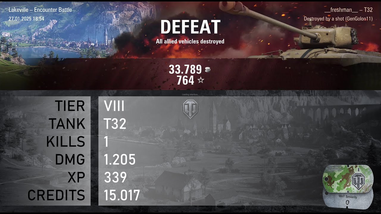 [1764] T32 / 1 kill / 1.205 dmg / 339 xp / 15.017 credits || World of Tanks