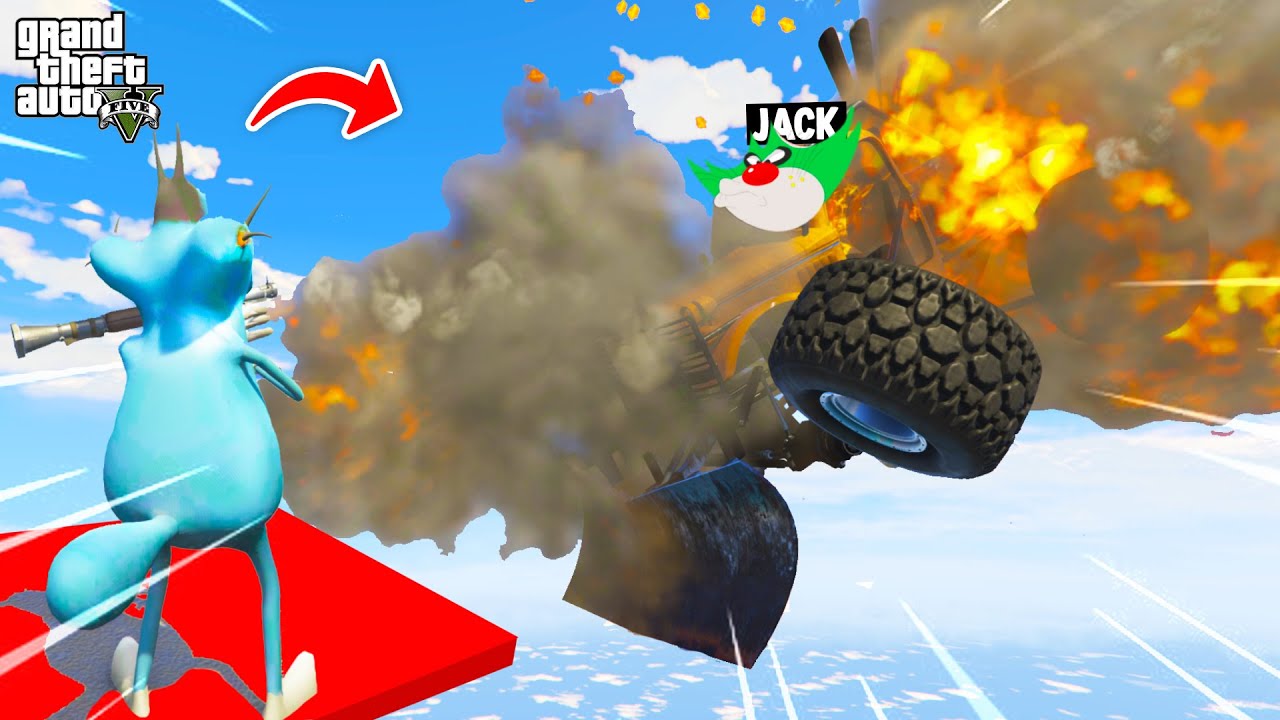 OGGY FLYING JACK IN RPG VS JUMPING CAR CHALLENGE (GTA 5 Funny Moments)