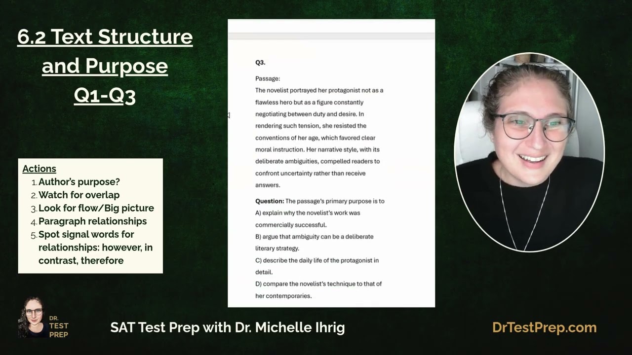 SAT Чтение 6.2: Структура и цель текста - HeyDrTestPrep.com