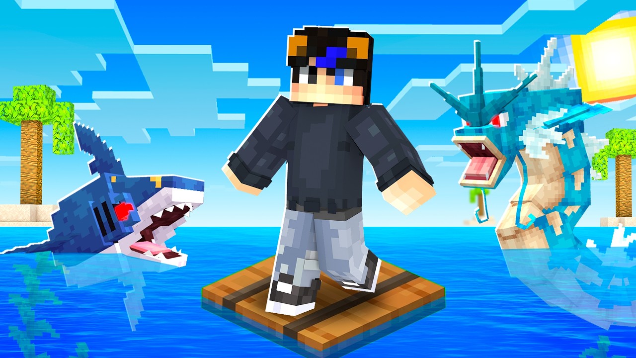 Atrapado en una BALSA de POKEMON en Minecraft!