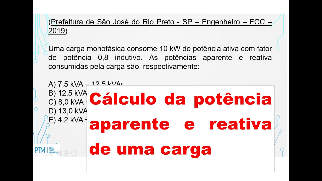 Cálculo da potência aparente e reativa - questão 2