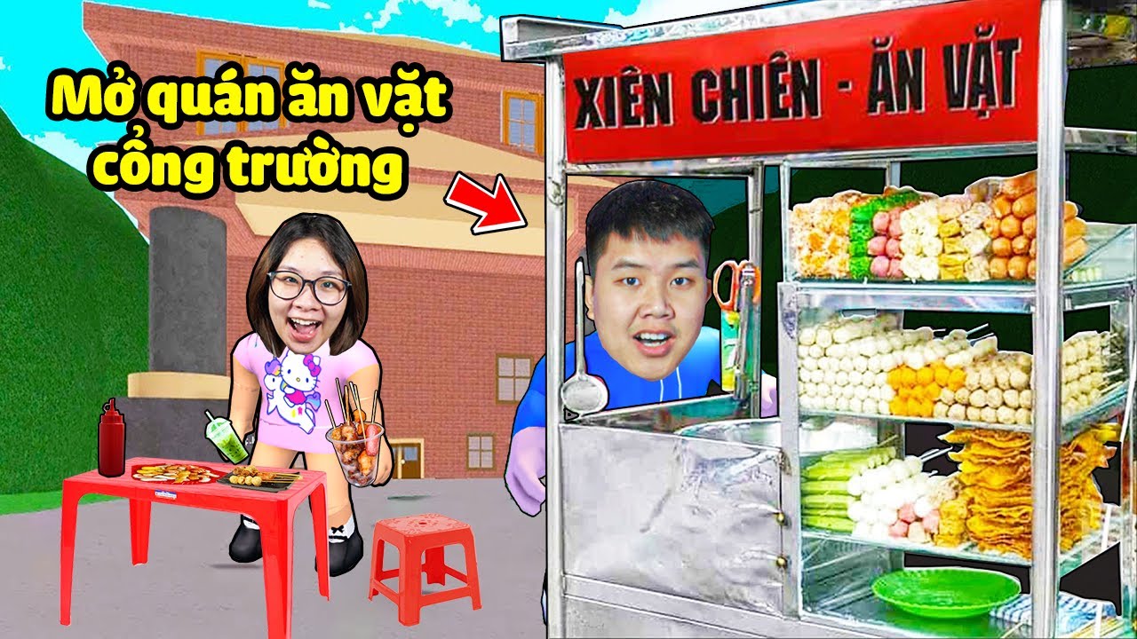 bqThanh & Ốc Mở Quán Ăn Vặt Cổng Trường Siêu To Nhiều Món Ngon Xiên Que, Trà Chanh