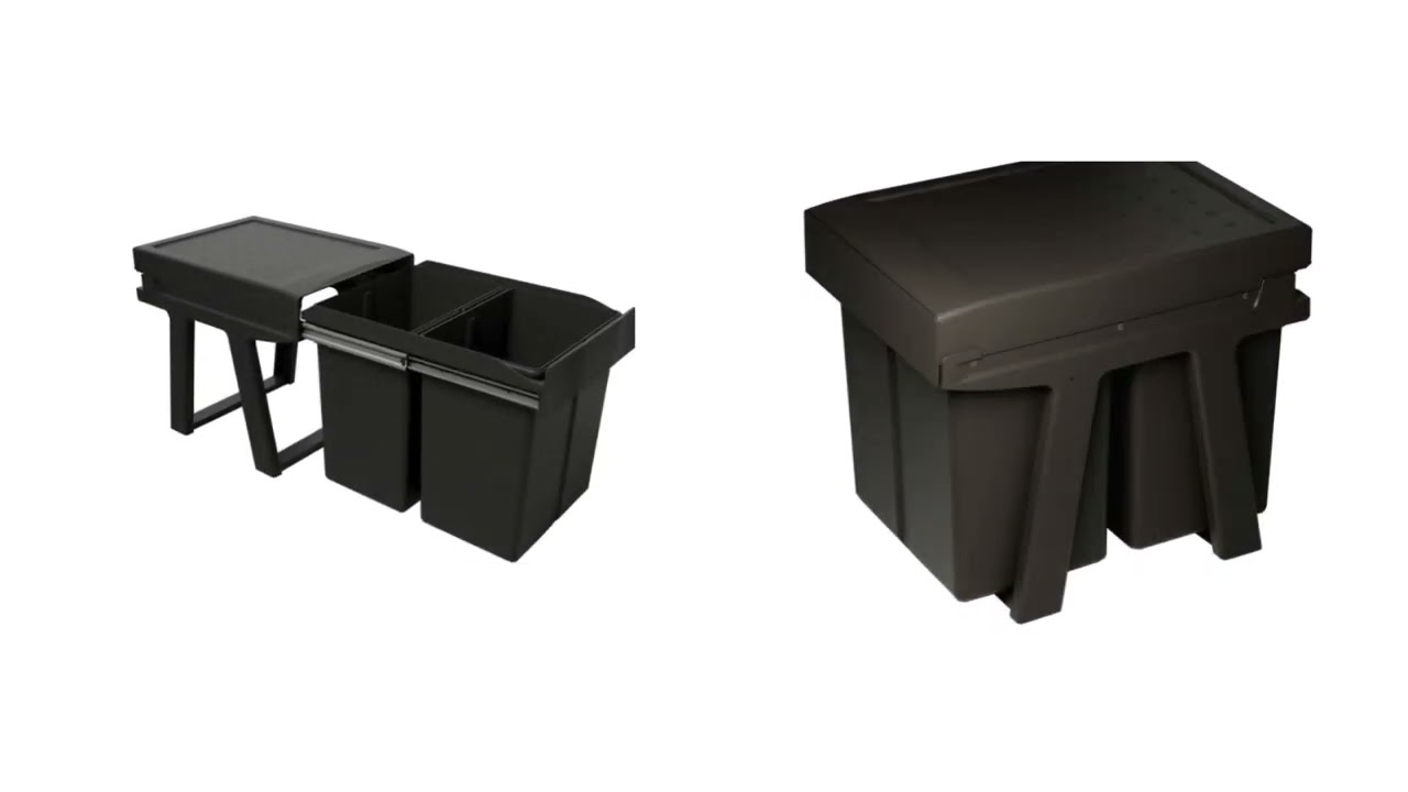Poubelle sous evier de tri s&eacute;lectif coulissante 28L &ndash; 2 seaux &ndash; Accessoires de cuisines