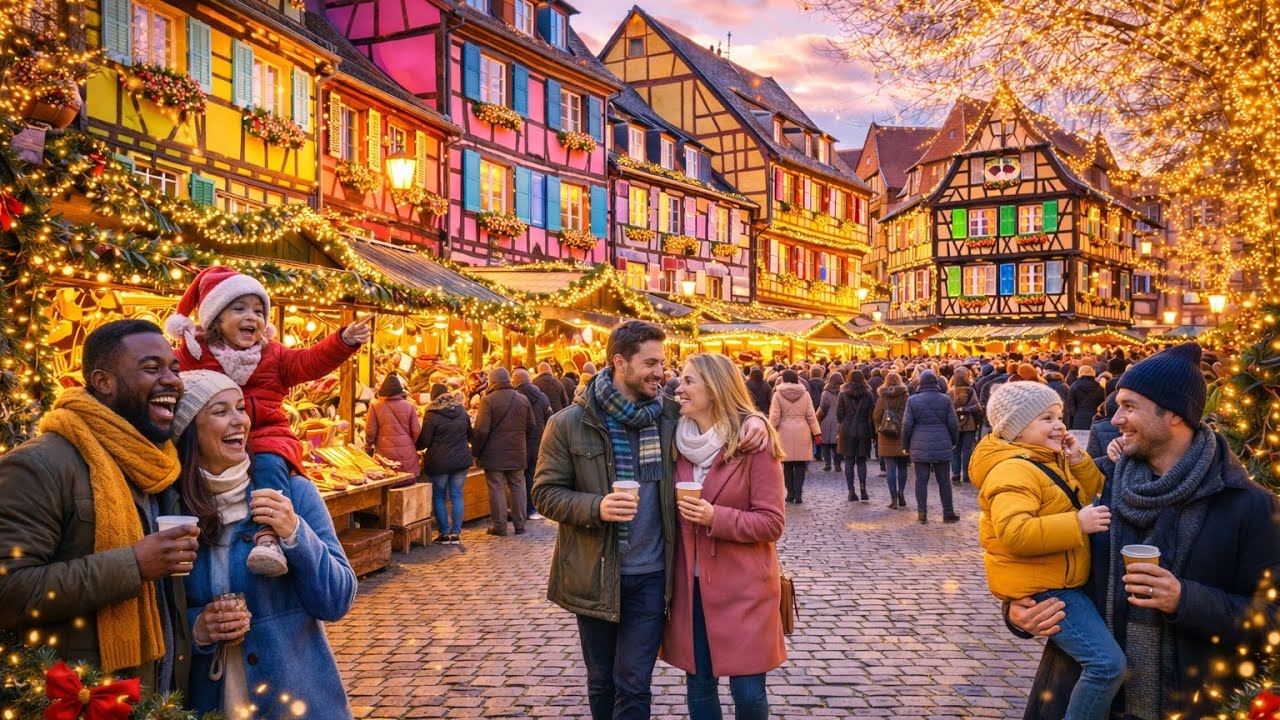 WINTER WONDERLAND &mdash; COLMAR & STRASBOURG CHRISTMAS MARKETS WALKING TOUR 4K HDR