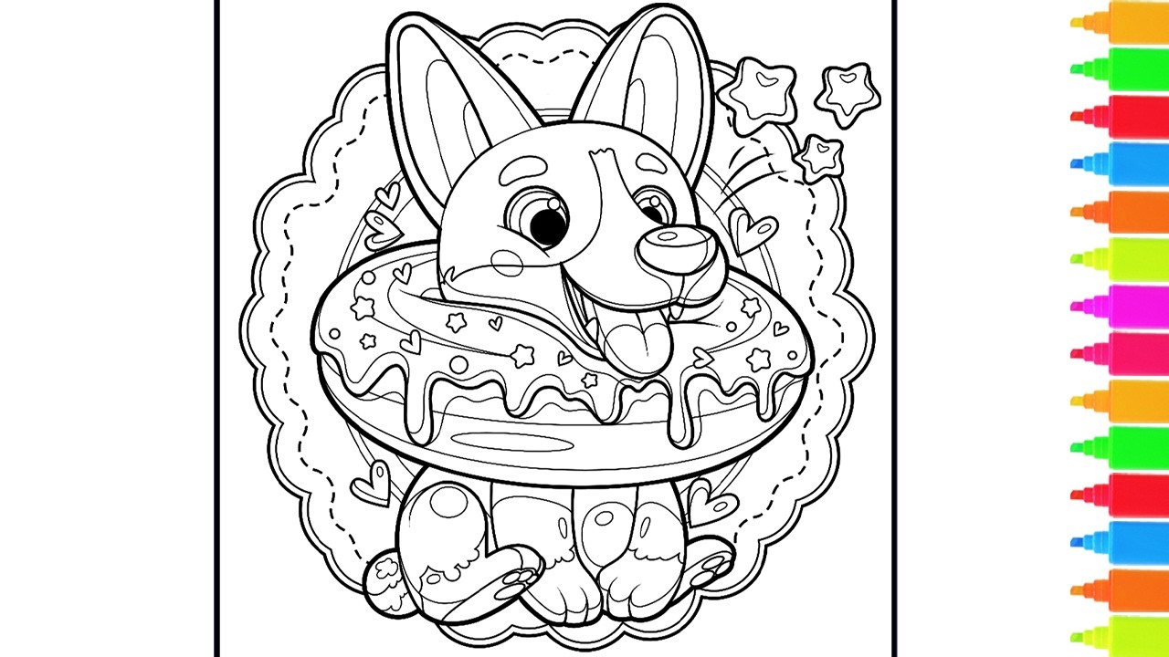 Lucky Dog, Cunning Cat and Relaxed Panda | Coloring Book Pages