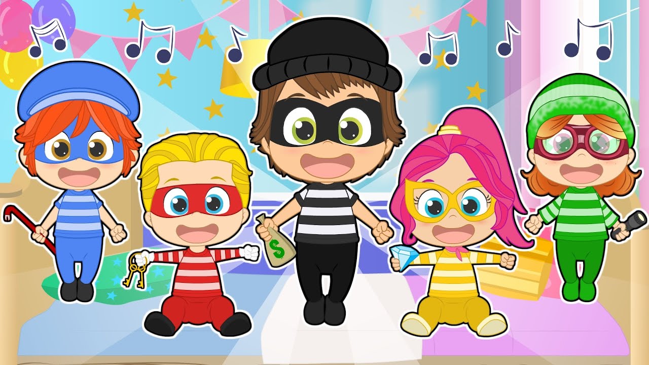 CANCI&Oacute;N CINCO BEBES 🕵️👮&zwj;♀️ Con los ladrones de colores