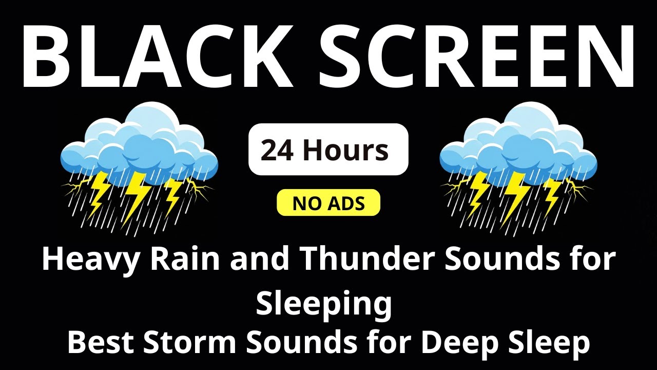 🔴 Heavy Rain and Thunder Sounds for Sleeping – Black Screen | Best Storm Sounds for Deep Sleep