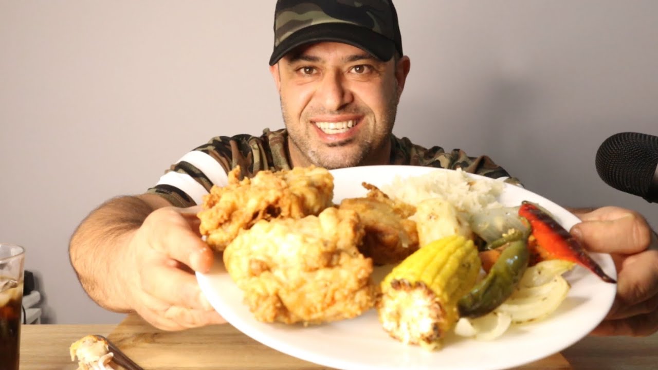 *ASMR* FRIED CHICKEN W BAKED VEGETABLES