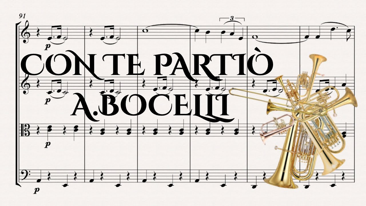 Con Te Partir&ograve; - A. Bocelli - For Brass Quintet (Full Score)