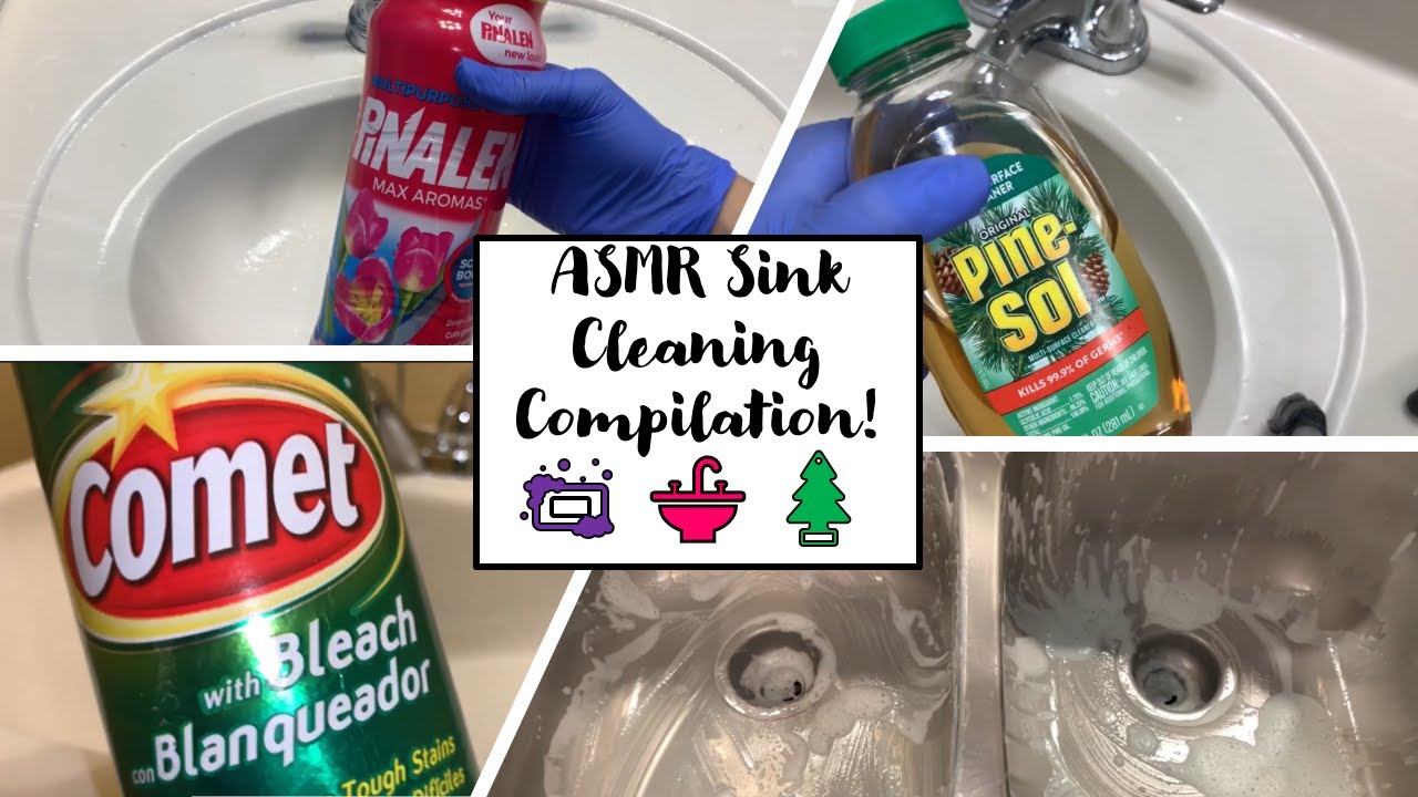 ✨🧼 ASMR Sink Cleaning Compilation! w/ Comet, Floral Pinalen, Pinesol, AJAX, & Fabuloso 🧼✨