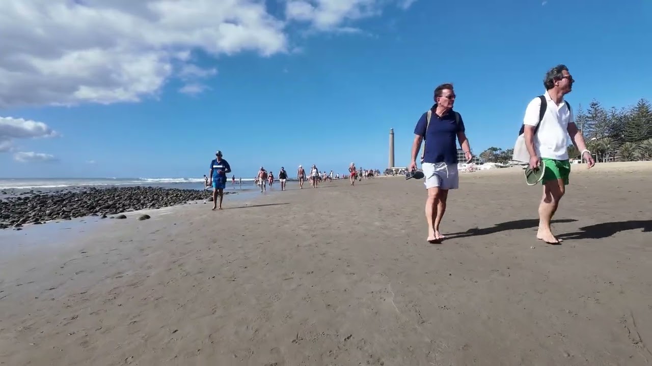 🌴 Maspalomas Beach Morning Walk 4K | ☀️ Peaceful Start at the Iconic Lighthouse | Gran Canaria