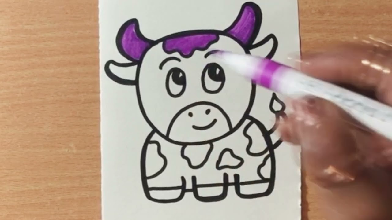 How to draw purple cow 🐮 